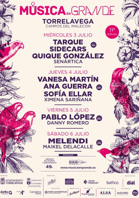 Música en Grande 2019: Tarque, Sidecars, Quique González, Pablo López, Vanesa Martín, Melendi, Sofía Ellar...
