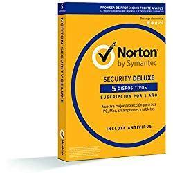 Seguridad cibernética y trabajo remoto Norton Security Deluxe 2019 - Antivirus, PC/Mac/iOS/Android, 5 dispositivos, 1 año