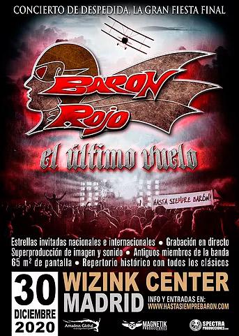 Barón Rojo anuncian concierto de despedida el 30 de diciembre de 2020 en el WiZink Center de Madrid Barón Rojo anuncian concierto de despedida el 30 de diciembre de 2020 en el WiZink Center de Madrid