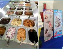 Nuestras máquinas para hacer helado en la Feria Salón BarHotel 2019 Feria BarHotel Portugal. Mesa de Toppings y displays