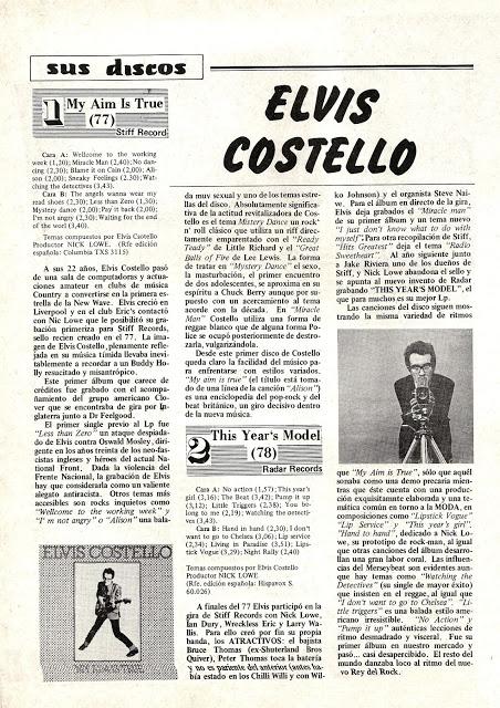 Elvis Costello -Sus Discos Disco Actualidad Nº 19 Diciembre de 1981