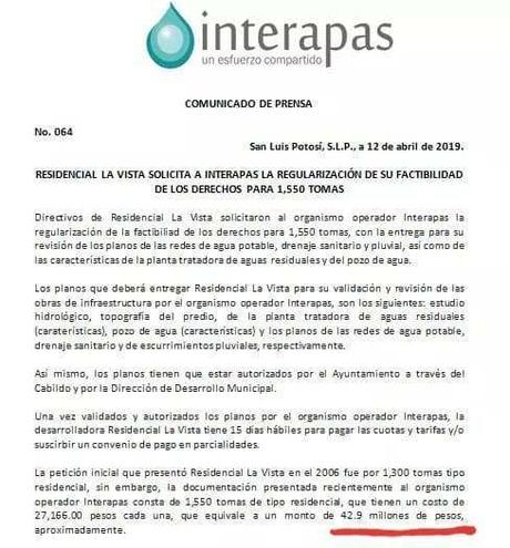 Interapas sin actuar contra fraccionamientos que no pagan agua