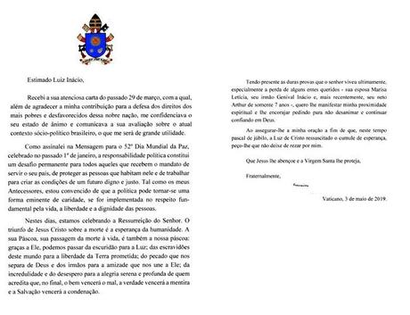 Carta del Papa Francisco a Lula