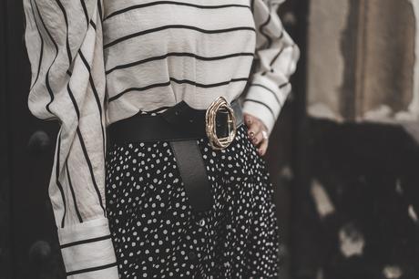 Cómo mezclar estampados: Rayas y lunares blusa de rayas