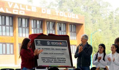 ENTREGA ALFREDO DEL MAZO PLANTEL DE LA UNIVERSIDAD ESTATAL DEL VALLE DE TOLUCA EN AMANALCO