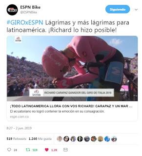 Richard Carapaz Ganador Giro de Italia 2019