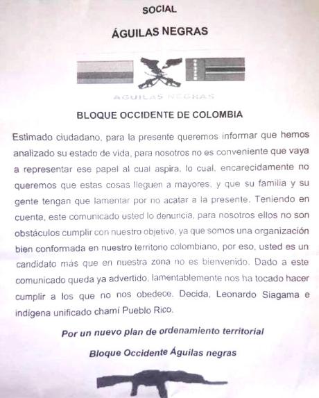 Leonardo Fabio Siágama – amenazas