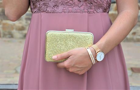 Maxi vestido rosa con encaje