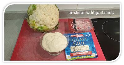 Coliflor gratinada con queso azul y bacon