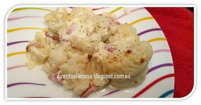 Coliflor gratinada con queso azul y bacon