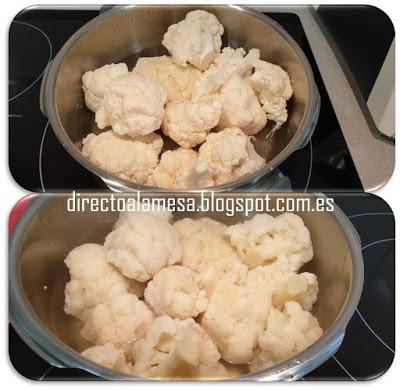 Coliflor gratinada con queso azul y bacon