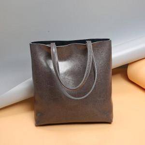 Women's Grey Classy Leather Tote Bag Fashion Handbags
