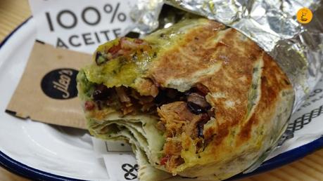 Vista interior burrito Jleo´s, burritos Jleo´s, burrito cerdo de linaje Jleo´s, mejores burritos Madrid