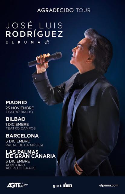 Conciertos de José Luis Rodríguez 'El Puma' en Madrid, Bilbao, Barcelona y Las Palmas de Gran Canaria