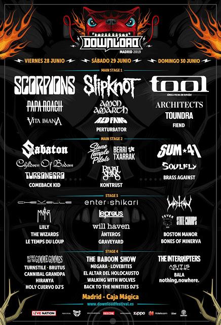Horarios del Download Festival Madrid 2019