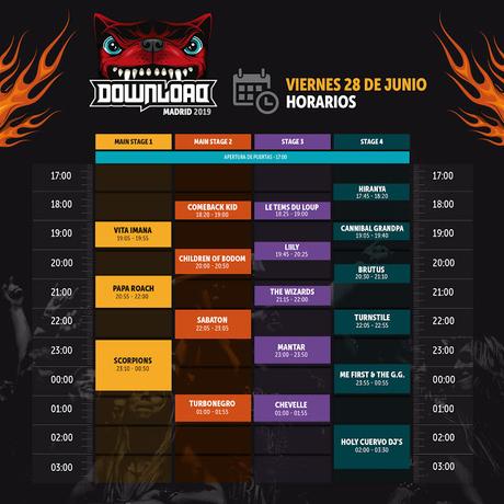 Horarios del Download Festival Madrid 2019
