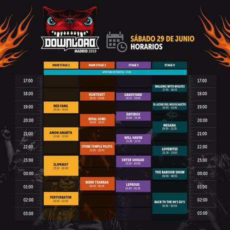Horarios del Download Festival Madrid 2019