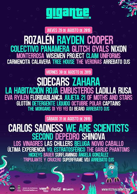Festival Gigante 2019: Carlos Sadness, Depedro, Cooper, Nixon, Julieta 21, Beluga, Última Experiencia, Eva Ryjlen... Festival Gigante 2019: Carlos Sadness, Depedro, Cooper, Nixon, Julieta 21, Beluga, Última Experiencia, Eva Ryjlen...