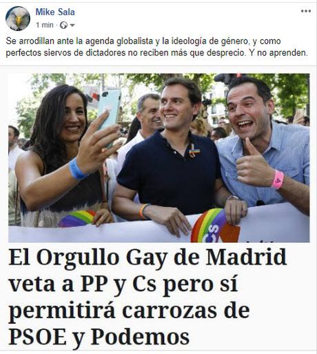 Orgullo gay de Madrid veta a PP y Ciudadanos pero admite a PSOE y Podemos Orgullo gay de Madrid veta a PP y Ciudadanos pero admite a PSOE y Podemos
