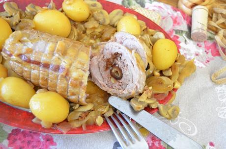 receta de carne, receta de champiñones, rollo de lomo, rollo de lomo de cerdo, rollo de lomo de cerdo relleno con champiñones, rollo de lomo de res relleno, rolo de lomo de cerdo relleno, las delicias de mayte,