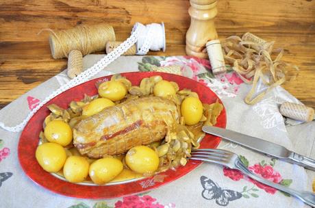 receta de carne, receta de champiñones, rollo de lomo, rollo de lomo de cerdo, rollo de lomo de cerdo relleno con champiñones, rollo de lomo de res relleno, rolo de lomo de cerdo relleno, las delicias de mayte, 