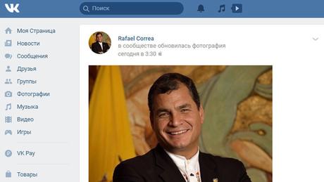 Correa crea una cuenta en la red social rusa VK “ante la censura injustificada de Facebook”