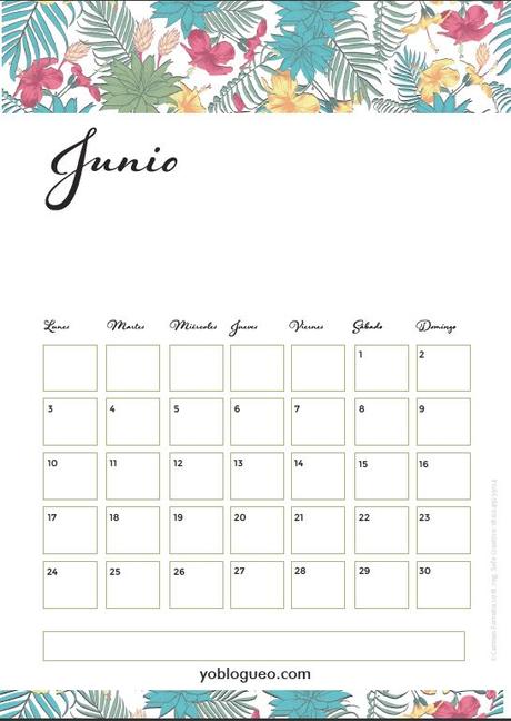 Calendario junio PDF descargable gratuito