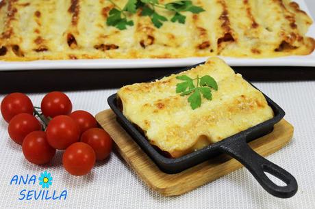 Canelones de pollo y verduras Canelones de pollo y verduras