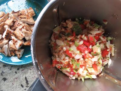 Pechuga troceada y sofrito picadito Canelones de pollo y verduras Thermomix