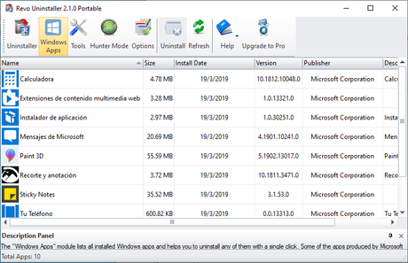 La nueva versión de Revo Uninstaller permite desinstalar las aplicaciones preinstaladas de Windows 10