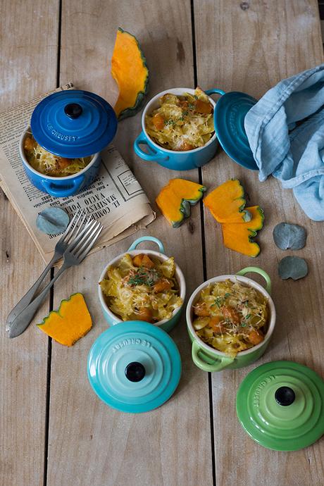 PASTA AL HORNO CON CALABAZA Y PUERRO