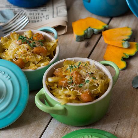 PASTA AL HORNO CON CALABAZA Y PUERRO