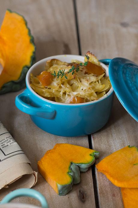 PASTA AL HORNO CON CALABAZA Y PUERRO