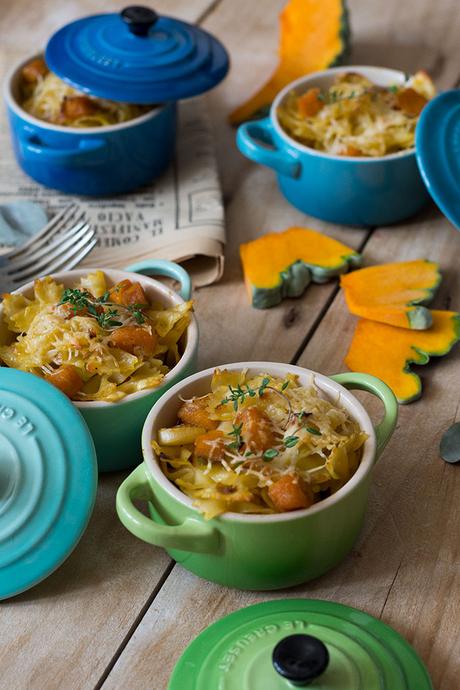 PASTA AL HORNO CON CALABAZA Y PUERRO