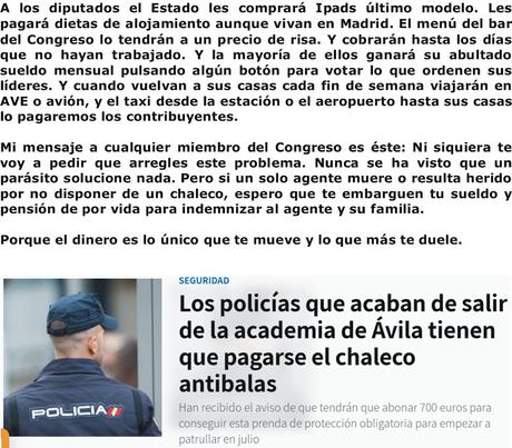 Mientras los políticos roban a manos llenas, los policías tienen que pagar sus propios equipamientos.