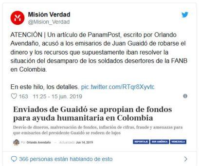 Mil dólares diarios de la “ayuda humanitaria” gastaban los delegados de Guaidó en Cúcuta