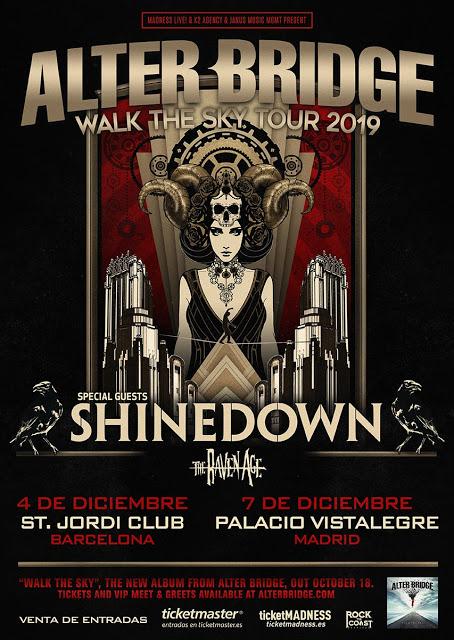 Alter Bridge actuarán en Barcelona y Madrid en diciembre