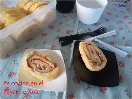 Rollo de tortilla y jamón