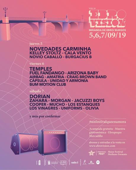 Cartel por días del festival Ebrovisión 2019