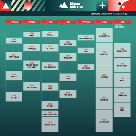 Horarios del Bilbao BBK Live 2019 Horarios del Bilbao BBK Live 2019