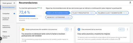 Maximiza la puntuación de optimización en Google Ads