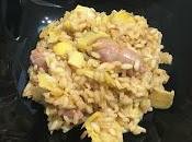 Arroz salchichas alcachofas