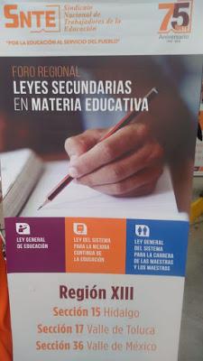 FORO REGIONAL LEYES SECUNDARIAS EN MATERIA EDUCATIVA DESARROLLADO EN ECATEPEC.
