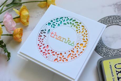 Thanks Floral Wreath with dies and Distress Oxide inks