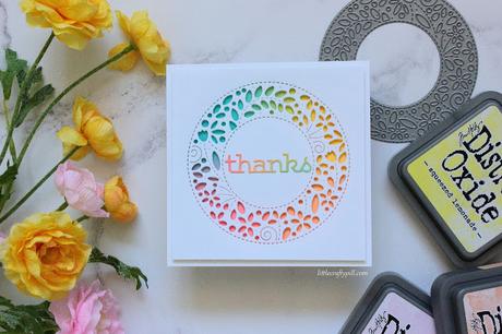 Thanks Floral Wreath with dies and Distress Oxide inks