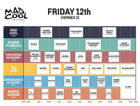 Horarios del Mad Cool Festival 2019