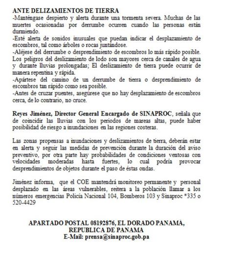 Sinaproc emite aviso de prevención por paso de ondas tropicales