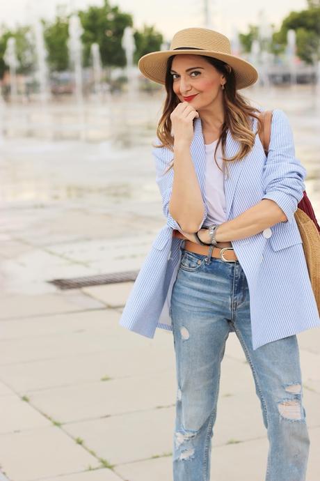 Look con blazer de rayas Look con blazer de rayas