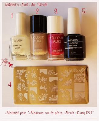 Manicura con la placa Nicole Diary 091 (Born Pretty Store)