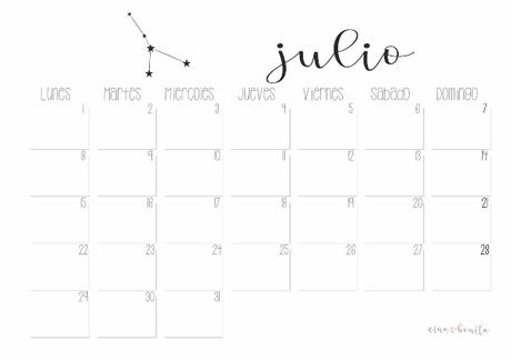 IMPRIMIBLE: Calendario julio 2019